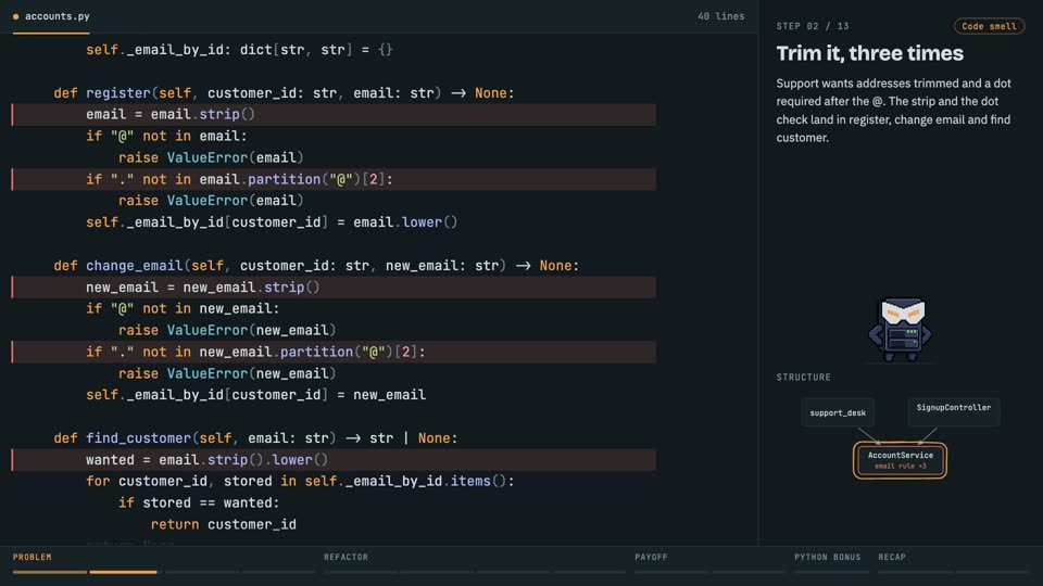 Primitive obsession: introduce domain types in Python, step 2: Trim it, three times